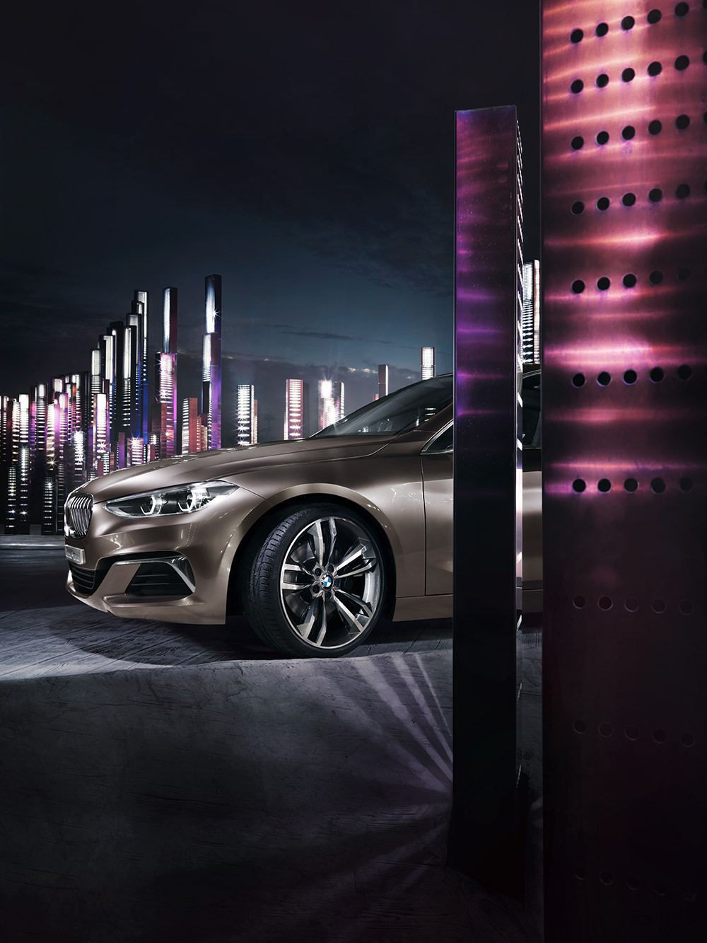 Transportation, China, BMW, BMW Concept Sedan, night, purple, Anke Luckmann, Julia Obermeier, Jenny Cremer, Kai Tietz, www.ankeluckmann.com, purple,