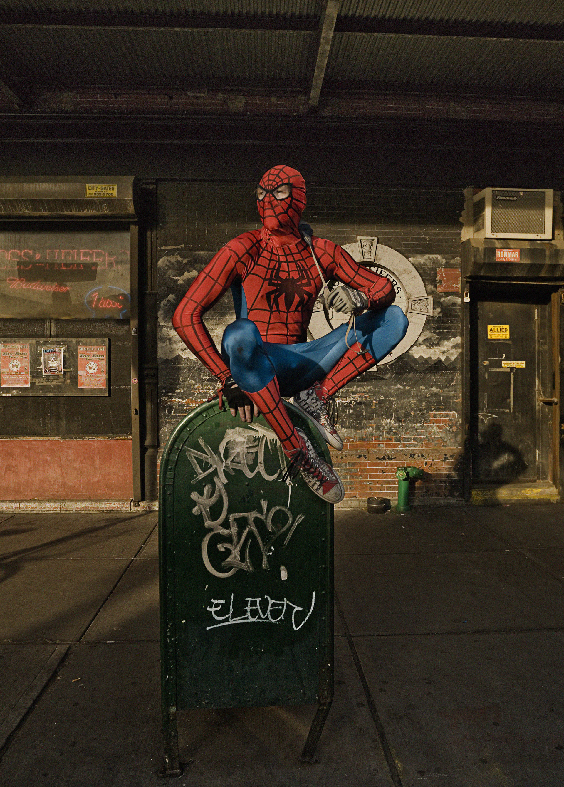 spiderman, portrait, nyc, usa, personal work, red, green